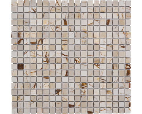 Mosaik natursten MOS 15/2807 gul 30,5 x 32,2 cm Mosaikplatta av sten för vägg och golv