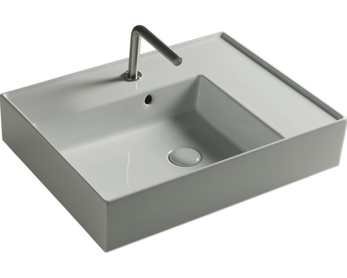 Rektangulärt handfat i keramik med blandare