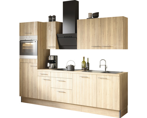 Komplett kök utan vitvaror Erik290 270cm vildek matt reversibel Köksdel med väggskåp, diskho och fläkt