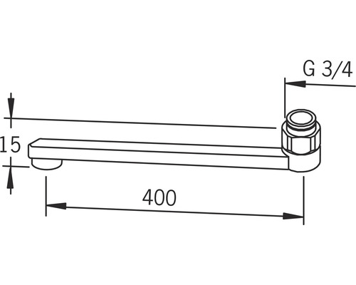Duscharm med måtten 400 mm längd och G 3/4 tums anslutning