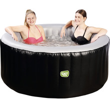 Uppblåsbar bubbelpool med två kvinnor i vattnet.