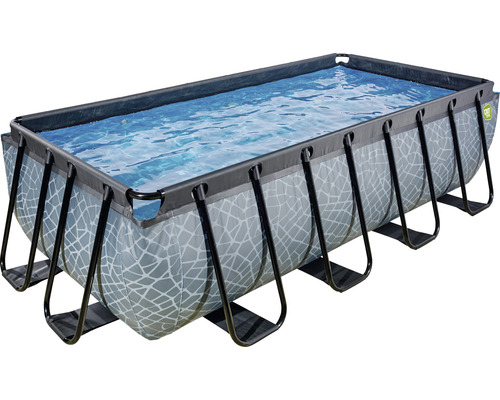 Pool EXIT StonePool 400x200x100cm inkl. sandfilterpump & stege stenutseende