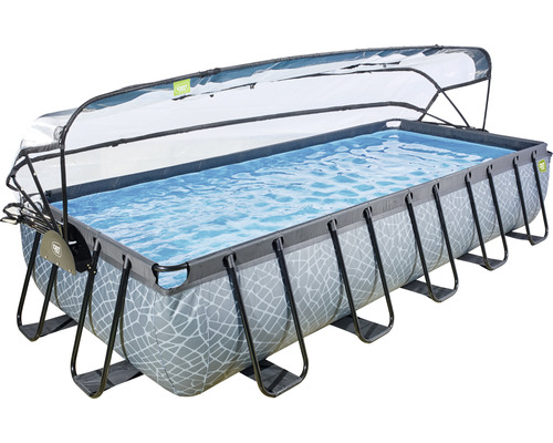 Rektangulär swimmingpool med tak för utomhusbruk