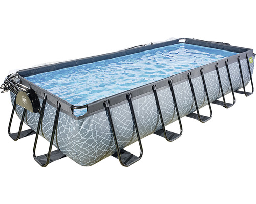 Pool EXIT StonePool 540x250x100cm inkl. sandfilterpump, tak & värmepump stenutseende