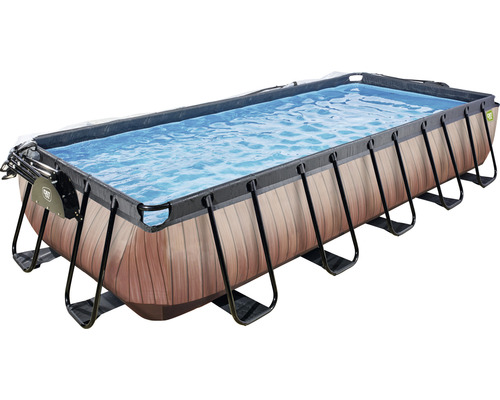 Pool EXIT WoodPool 540x250x100cm inkl. sandfilterpump, övertäckning & stege träutseende