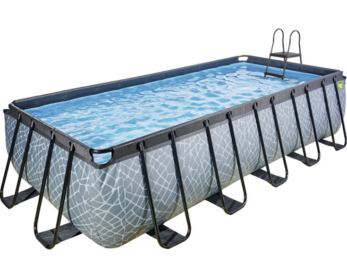 Rektangulär stålramspool med stege