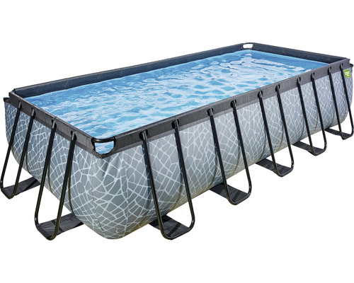 Rektangulär pool med stålram och vattenyta