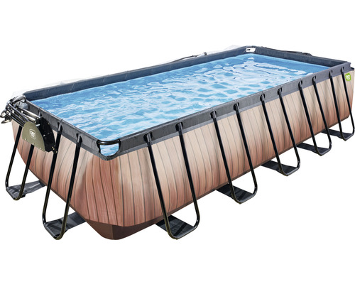 Pool EXIT WoodPool 540x250x122cm inkl. sandfilterpump, stege & övertäckning träutseende
