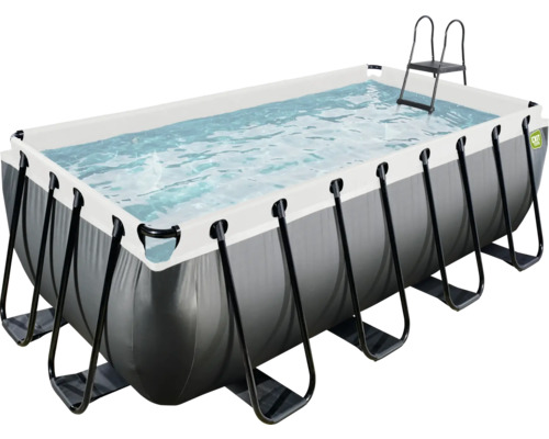Pool EXIT BlackLeatherStyle 400x200x122cm inkl. filterpump & stege svart