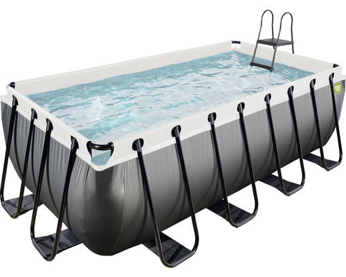 Rektangulär swimmingpool med stege och stålram
