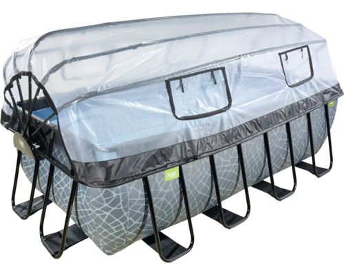 Uppblåsbar pool med lock för skydd mot väder och vind