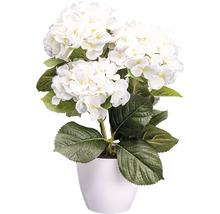 Konstgjord hortensia med vita blommor i en kruka