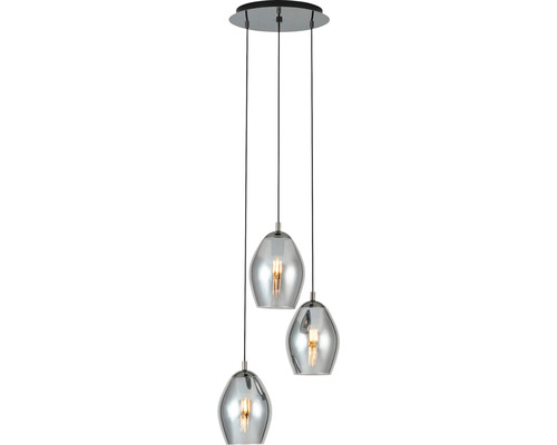 Pendellampa med tre lampor av glas