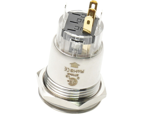 Tryckknapp i metall med fästmutter