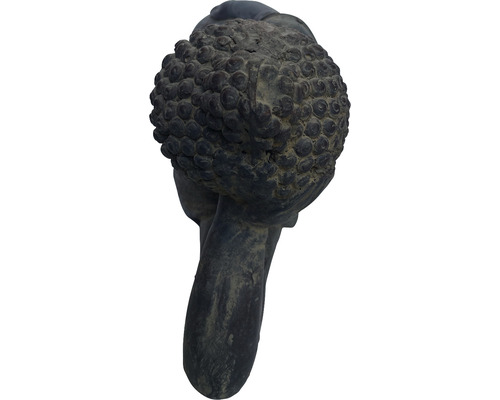 Skulptur med Buddha huvud och korsade händer