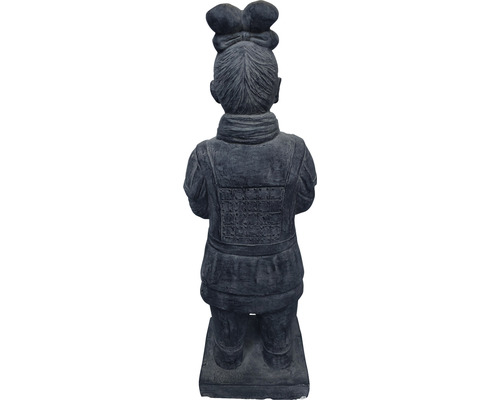 Terrakottakrigare staty av gjuten sten, bakifrån