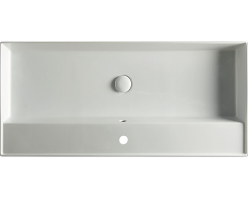 Rektangulärt tvättställ för bänkmontage i sanitetskeramik med överlopp