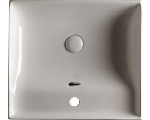 Keramisk tvättställ i fyrkantig form med avloppsgarnitur