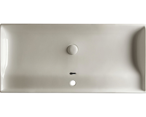 Keramisk tvättställ ovanifrån med överfyllnadsskydd och avlopp