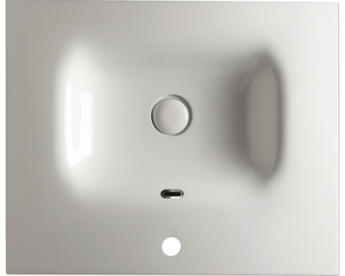 Tvättställ i keramik med blandarhål, överfyllnadsskydd och dolt avlopp