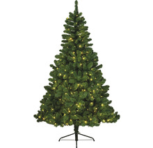 Konstgjord julgran med belysning på ett stativ