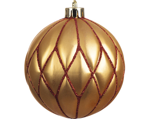 Gyllene julkula med glitterlinjer