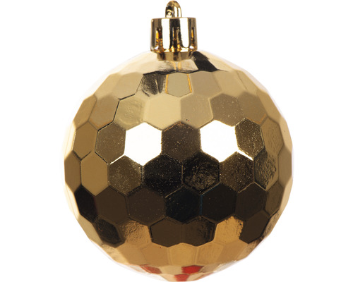 Guldfärgad julgranskula med facettmönster