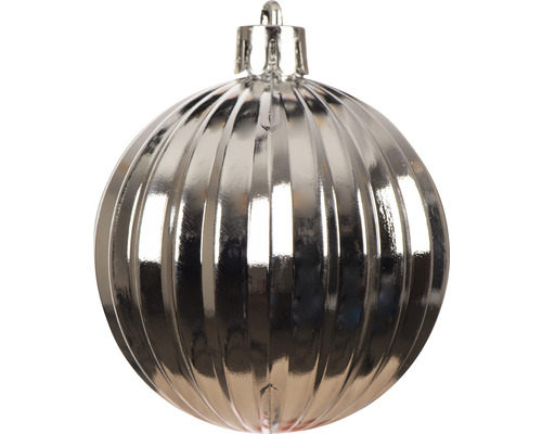 Silverfärgad räfflad julgranskula