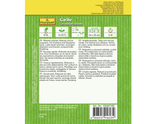 FloraSelf Caribe korianderfröförpackning
