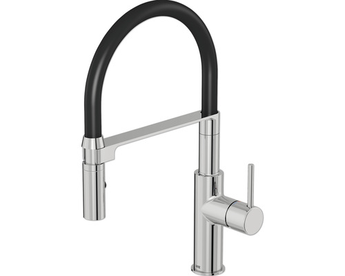 Köksblandare LENZ med dusch flexibelt utlopp Nalu krom blank mässing 46070202 Köksblandare med hög pip
