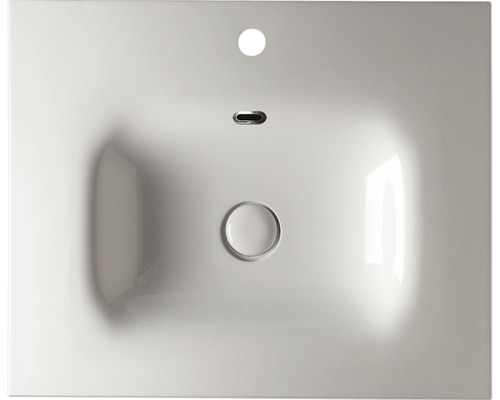 Tvättställ i keramik med överfyllnadsskydd, kranhål och avlopp