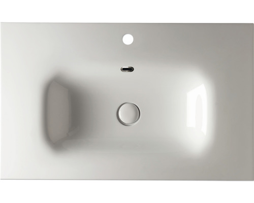 Keramisk tvättställ med kranhål, överfyllnadsskydd och avlopp