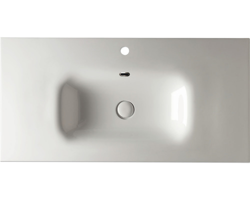 Tvättställ uppifrån med avloppsgarnitur