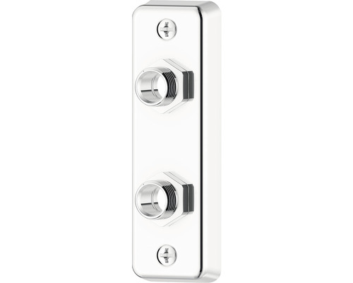 Väggbricka MORA dubbel invändig gänga krom mässing PEX 15 mm 1/2 tum 8505133V Antennuttag med två anslutningar