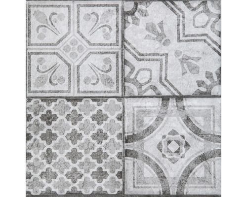 Kakelmönster med blommiga och geometriska motiv