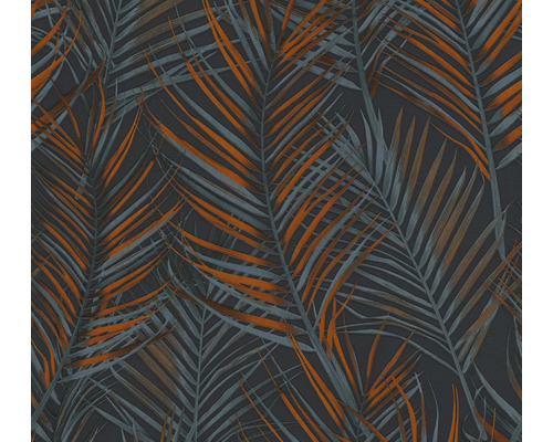 Tapet A.S. CRÉATION Palm svart-petrol 10,05x0,53m Tapet med palmbladsmönster
