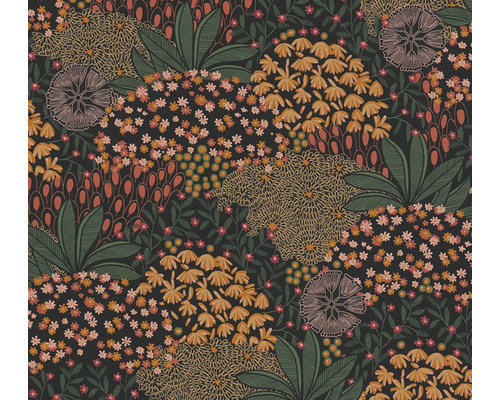 Tapet A.S Création Blomster svart-orange 10,05x0,53m