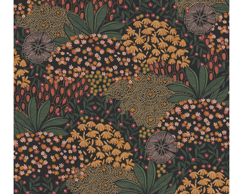 Tapet A.S Création Blomster svart-orange 10,05x0,53m Tapet med blommotiv och blad