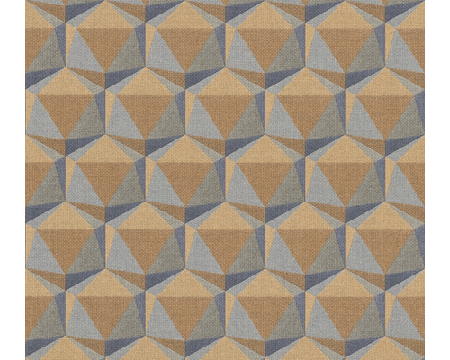 Tapet A.S Création Geometrisk gul-blå 10,05x0,53m Geometriskt mönster med tredimensionellt utseende för väggdesign