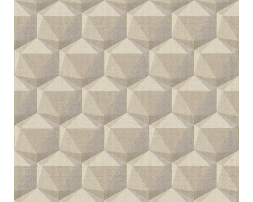 Tapet A.S Creatión Geometrisk beige-grå 10,05x0,53cm Tapet med geometriskt 3D-kubmönster
