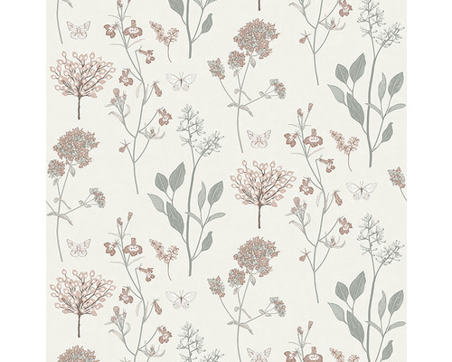 Tapet med blom- och fjärilsmönster