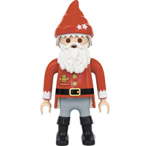 Playmobil jultomtefigur med röda kläder och vitt skägg