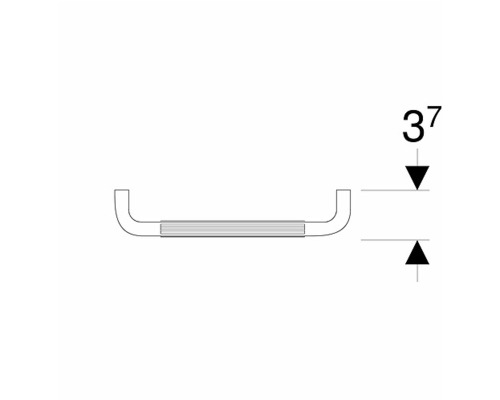 Ritning av ett stödhandtag med måttangivelse 37 millimeter.