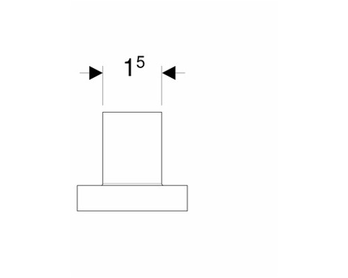 Teknisk ritning av en bult med angivande av måttet 15