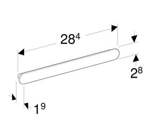 Teknisk ritning av ett handtag med dimensioner
