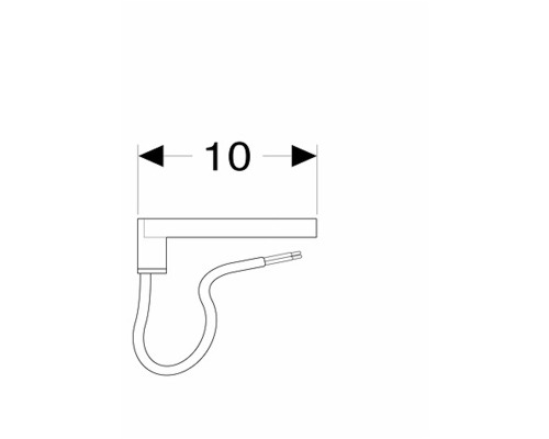 Teknisk ritning av en LED-spegel med en dimension på 10 cm.