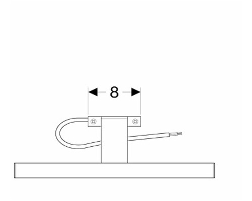 Teknisk ritning av en ytmonterad lampa med måttet åtta.