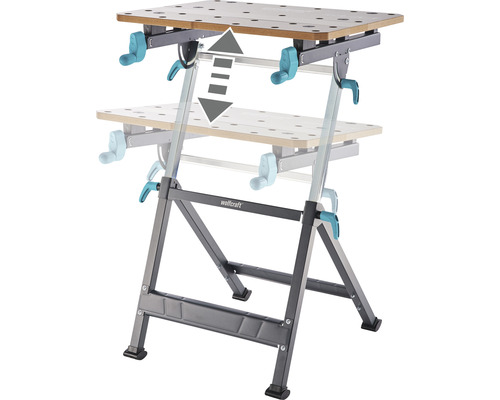 Höj- och sänkbar arbetsbänk med träskiva och stålram