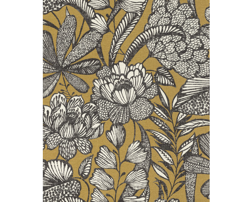 Tapet RASCH Lirico natur blommig gul 10,05x0,53m Tapet med blommönster