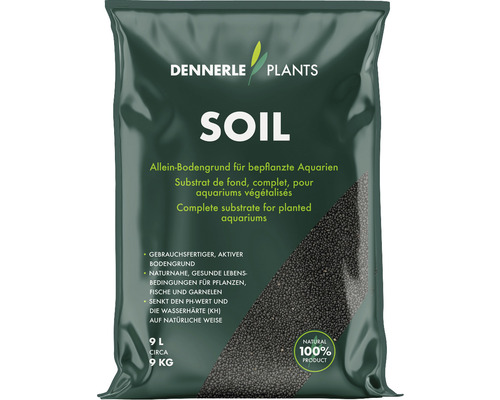 Bottengrund DENNERLE PLANTS Soil 2-3mm ca 9kg svart Dennerle Plants Soil, komplett substrat för planterade akvarier, 9 liter cirka 9 kilogram